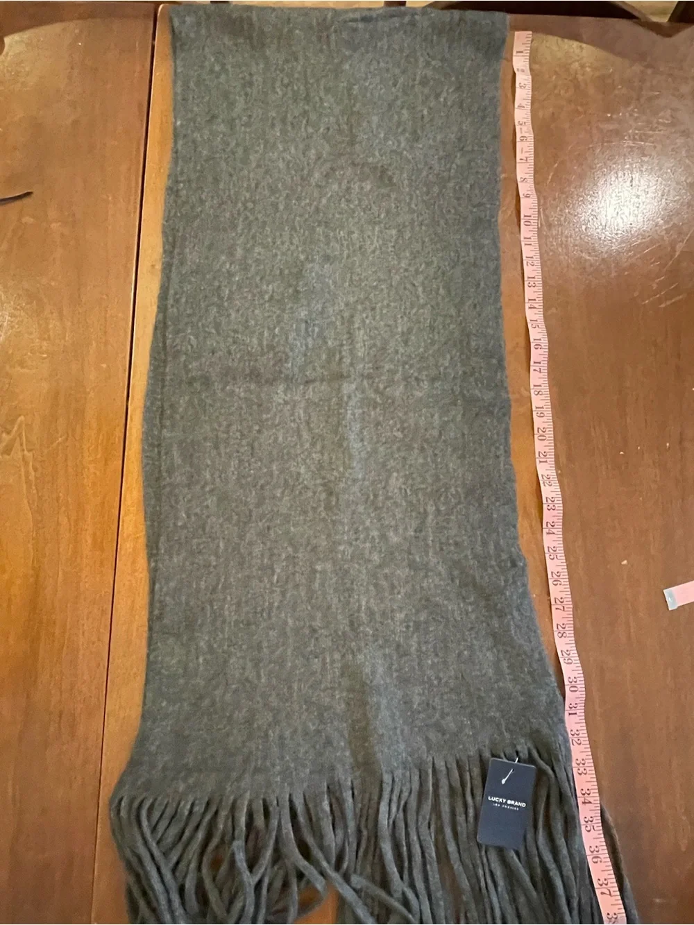 NWT Lucky Brand Classic Fringe Winter Scarf - Charcoal Gray